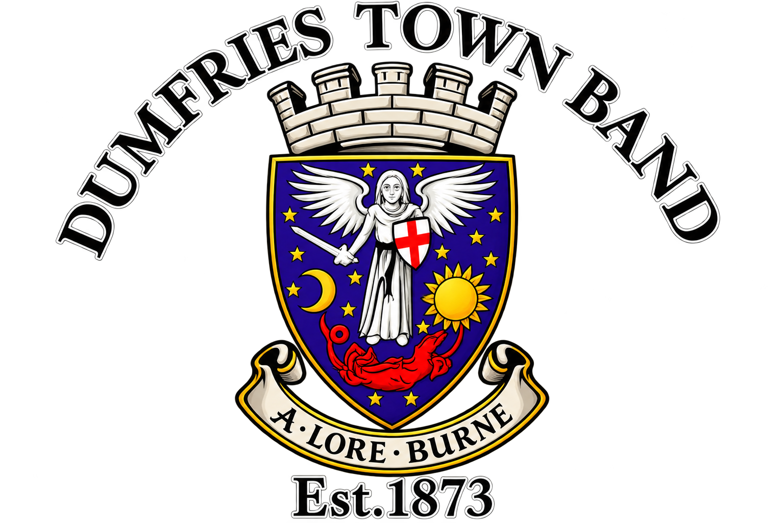 Dumfries Town Band crest, established 1873